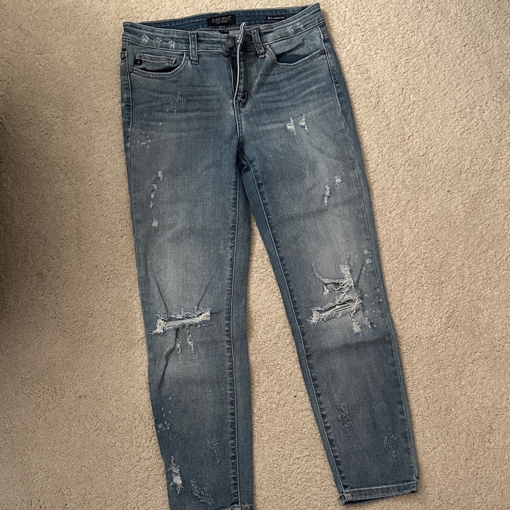 Judy Blue Light Blue Distressed Skinny Jeans